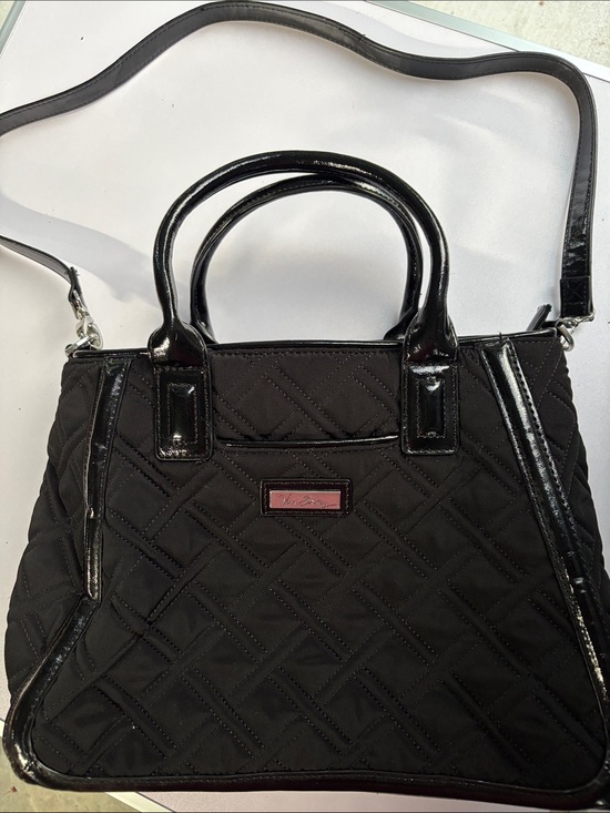 Vera Bradley Handbags - Vera Bradley Black Quilted Satchel with Patent Trim